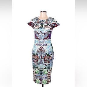 Mary Katrantzou Neoprene Fitted Cap Sleeve Dress M